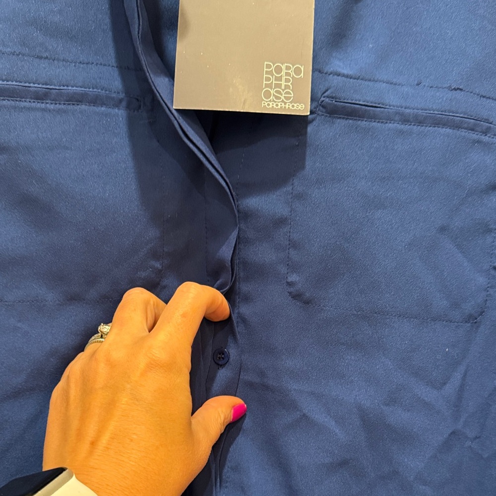 Paraphrase Royal Blue Long Sleeve Button-Up Blouse Women’s Small - Picture 6 of 11